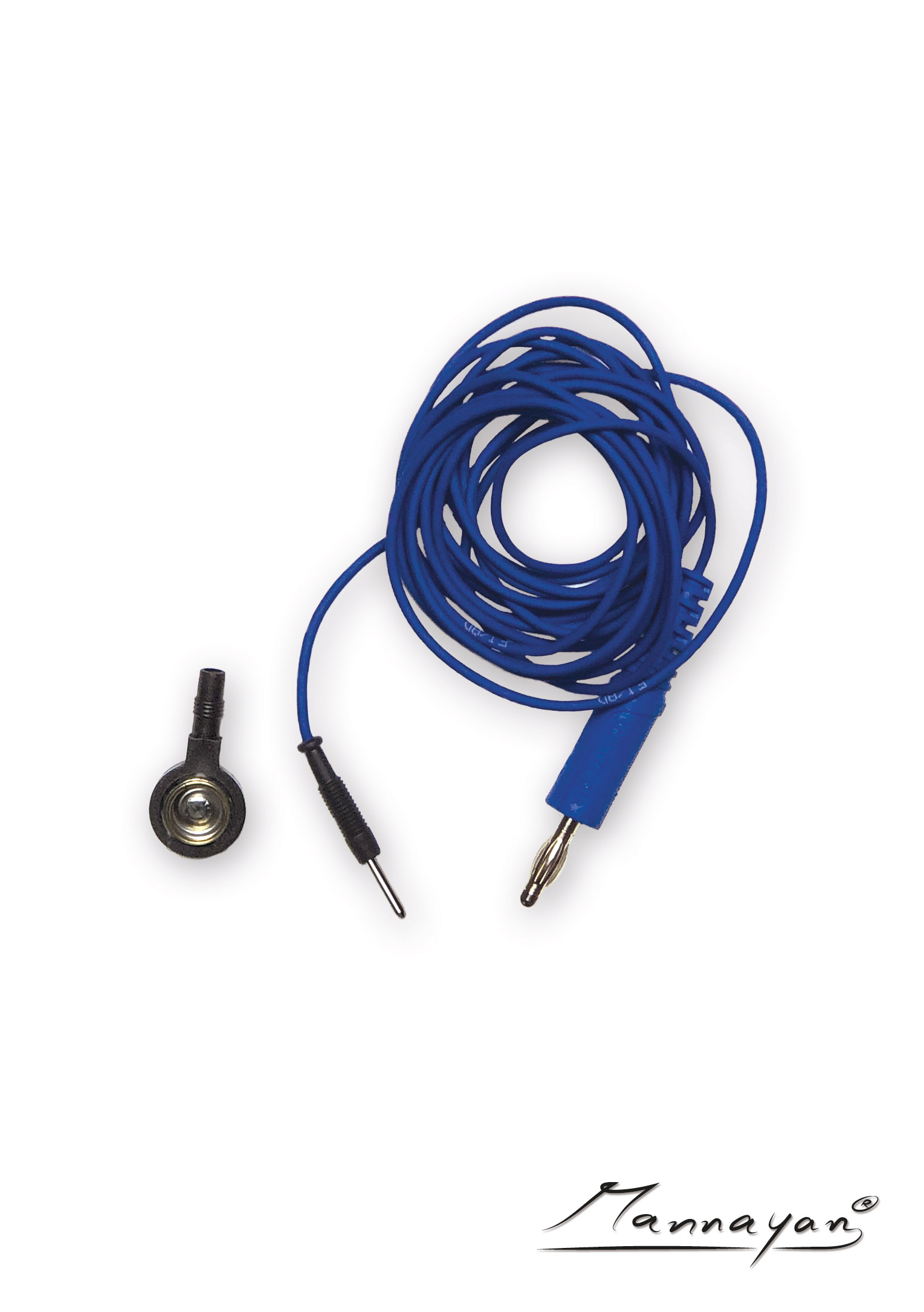 Cable (2,5 m) con adaptador de conector para electrodos textiles de superficie (azul)