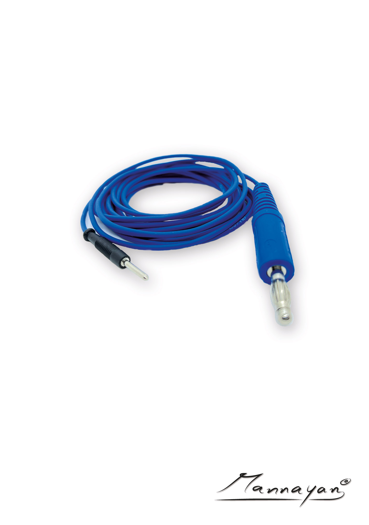 Cable (2,5 m) con adaptador de conector para electrodos textiles de superficie (azul)
