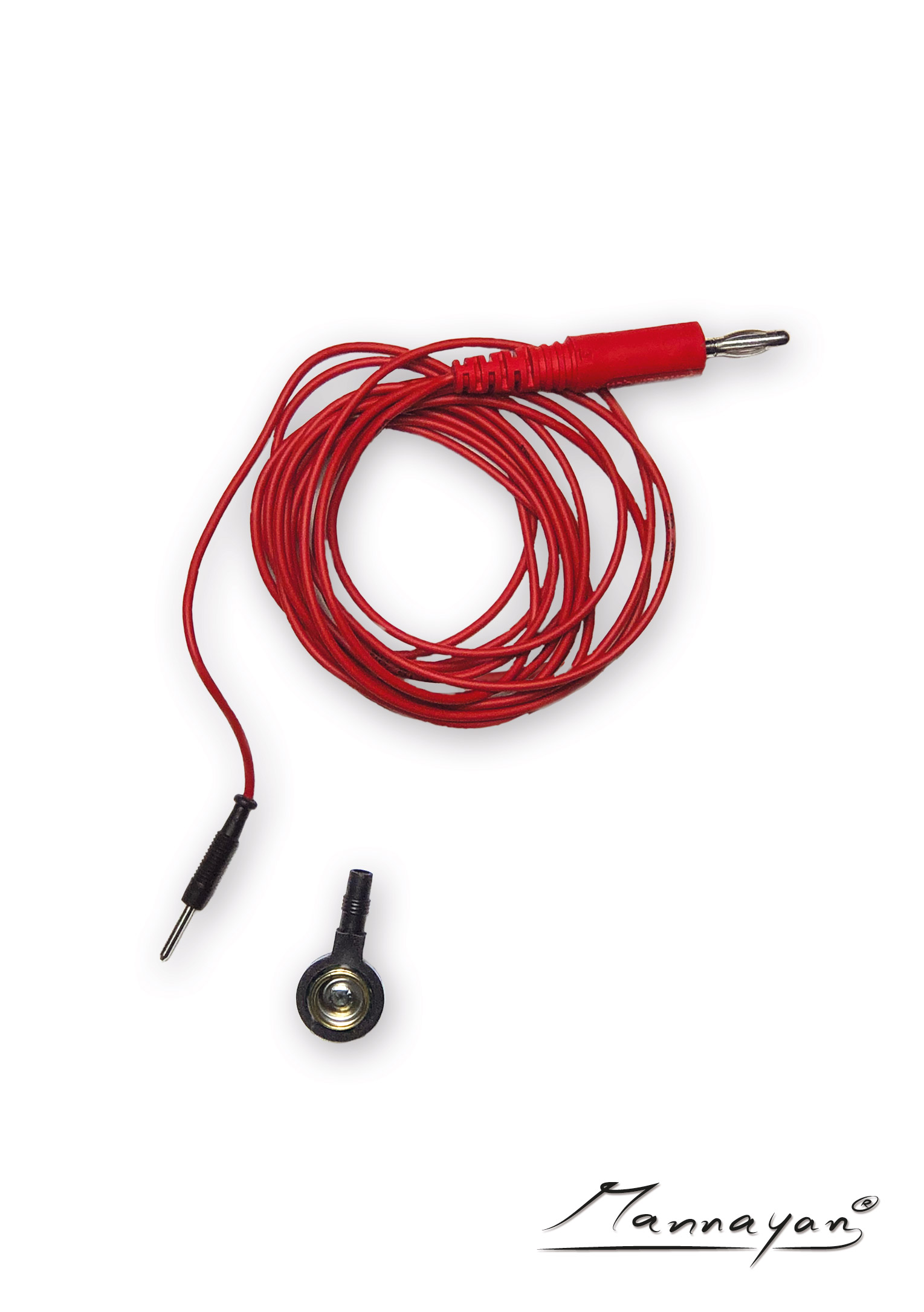 Cable (2,5 m) con adaptador de conector para electrodos textiles de superficie (rojo)