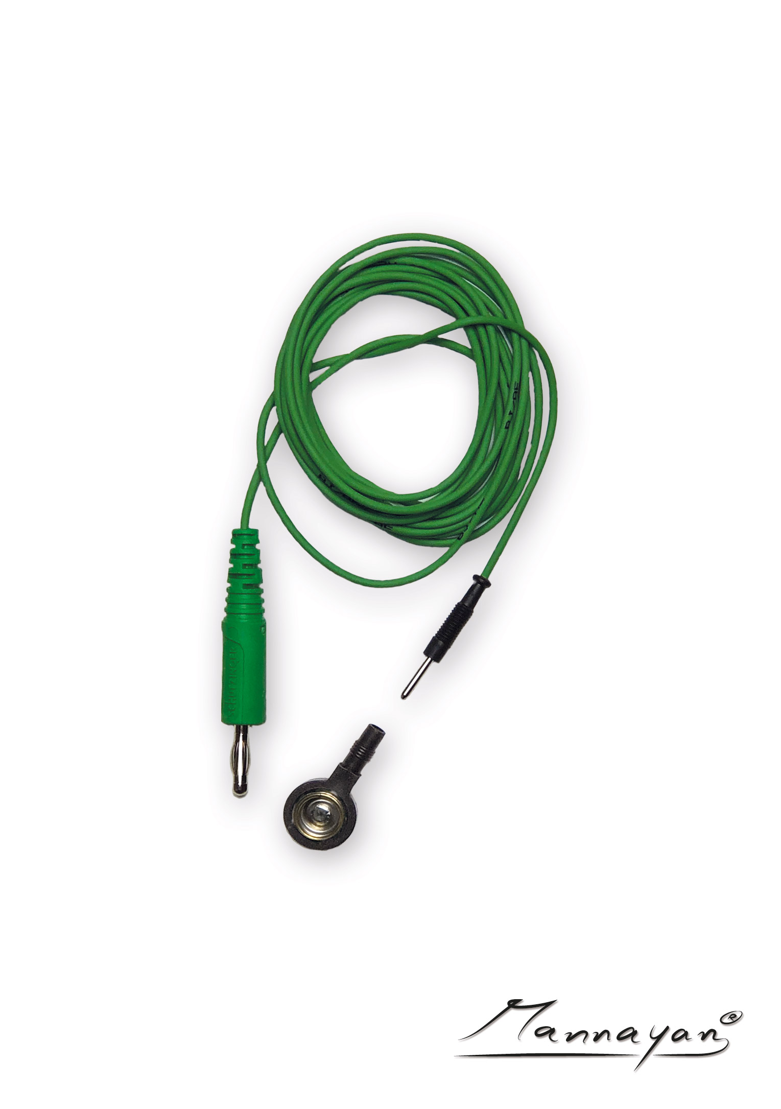 Cable (2,5 m) con adaptador de conector para electrodos textiles de superficie (verde)